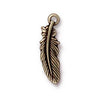 TierraCast Brass Oxide Finish Pewter Small Feather Charm 23mm (1)