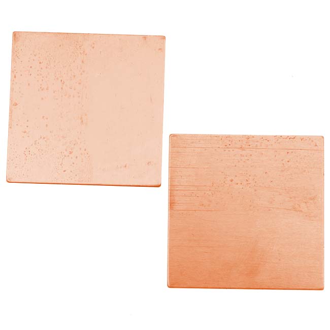 Solid Copper Square Stamping Blanks - 28.7mm 24 Gauge Thick (2 Pieces)