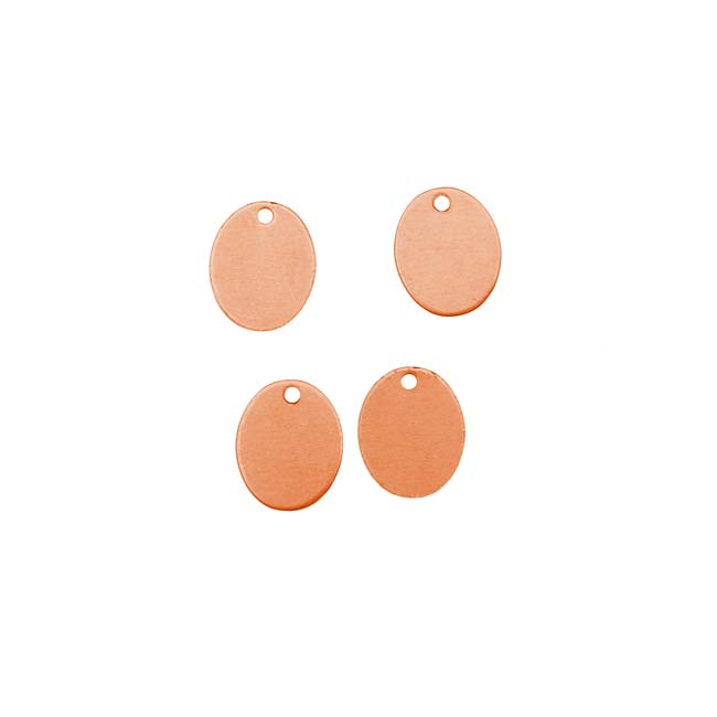 Solid Copper Oval Tag Pendant Blanks - 11x9mm 24 Gauge (4 pcs)