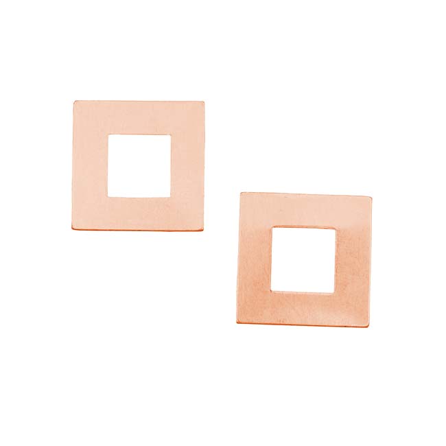 Solid Copper Open Square Stamping Blanks - 17.5x17.5mm 24 Gauge (2 pcs)