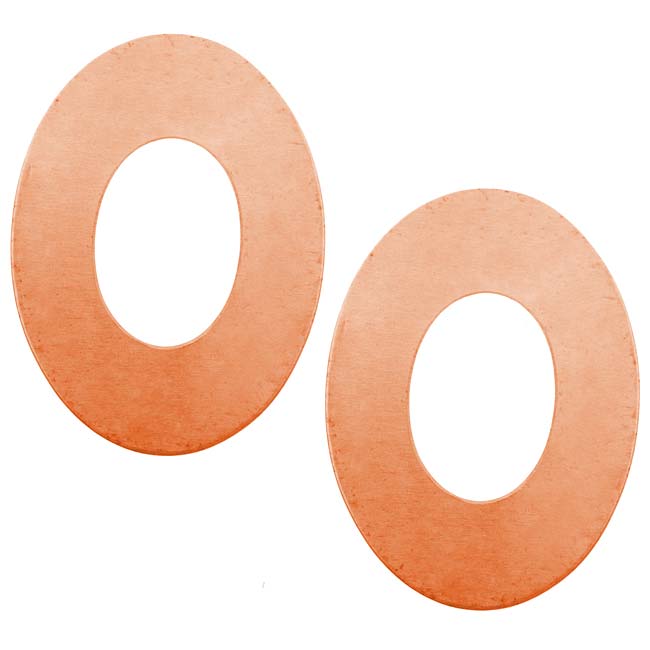 Solid Copper Large Open Oval Stamping Blanks - 38.5x28.5mm 24 Gauge (2 pcs)