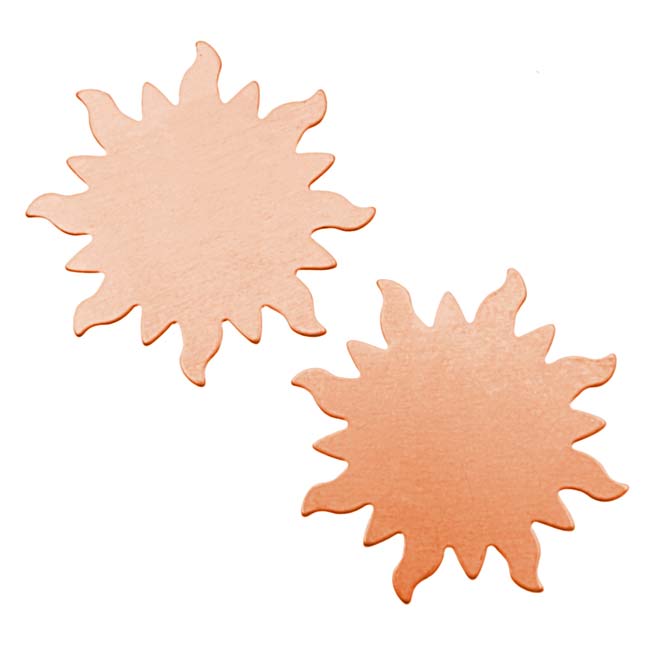 Solid Copper Dancing Sun Stamping Blanks - 32.5mm Diameter 24 Gauge (2 pcs)