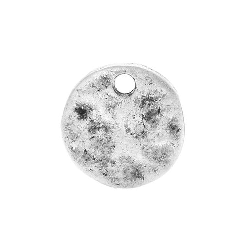Nunn Design Flat Tag, Hammered Circle 12.5mm, Antiqued Silver (1 Piece)