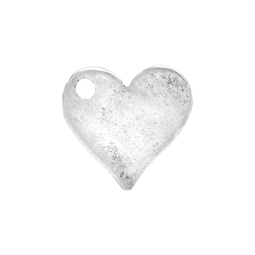 Nunn Design Flat Tag, Hammered Heart 12x12.5mm, Antiqued Silver (1 Piece)