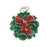 Silver Plated Green Red Enamel Christmas Wreath Charm 18mm (1 Piece)