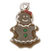 Silver Plated With Enamel - Gingerbread Girl Charm 23mm (1 Piece)