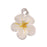 Silver Plated Tropical White And Yellow Enamel Plumeria Flower Charm 16mm (1 Piece)