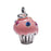 Silver Plated Pink Cupcake Charm Adorned With Crystal Sprinkles 15mm (1 Piece)