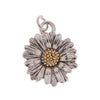 Antiqued 22K Gold And Imitation Rhodium Plated Daisy Charm 13x16mm (1 Piece)