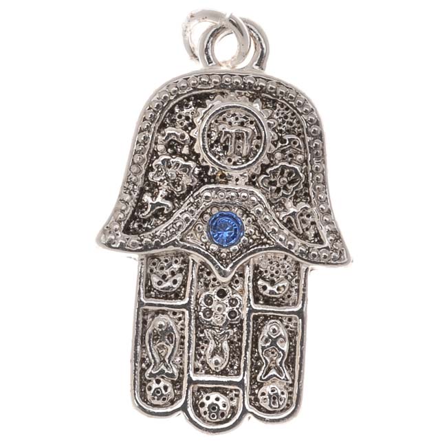 Hamsa Hand With Evil Eye Pendant Necklace Gold – Little Crystals