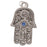 Silver Plated Hamsa Hand Charm Adorned w/ Sapphire Crystals 23mm (1 Piece)