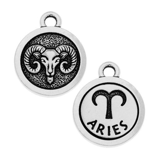 TierraCast Zodiac Charm Collection, Aries Symbol 19x15.25mm, 1 Piece, Antiqued Silver Plated