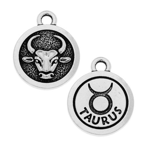 TierraCast Zodiac Charm Collection, Taurus Symbol 19x15.25mm, 1 Piece, Antiqued Silver Plated