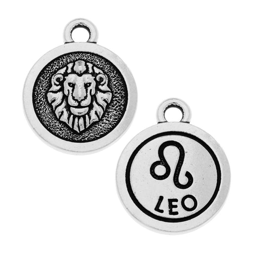 TierraCast Zodiac Charm Collection, Leo Symbol 19x15.25mm, 1 Piece, Antiqued Silver Plated