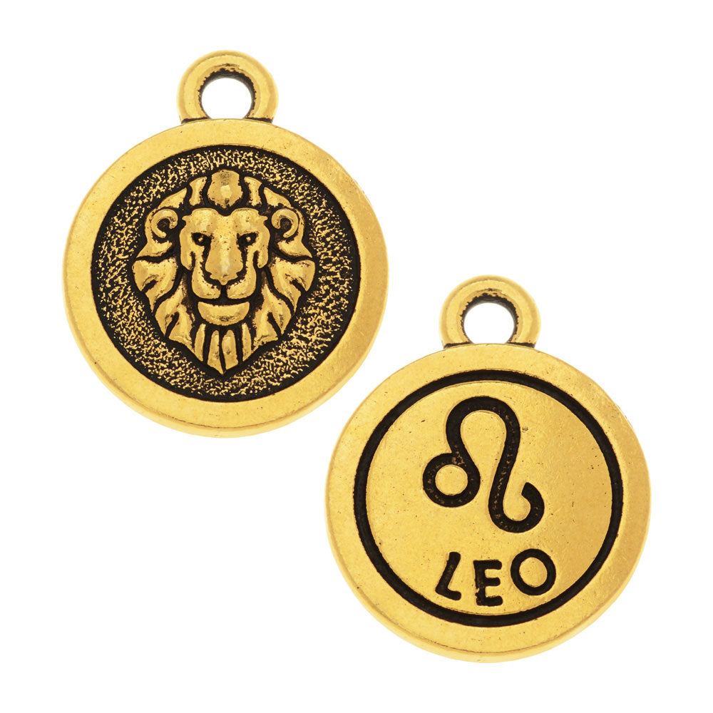 TierraCast Zodiac Charm Collection, Leo Symbol 19x15.25mm, 1 Piece, Antiqued Gold Plated