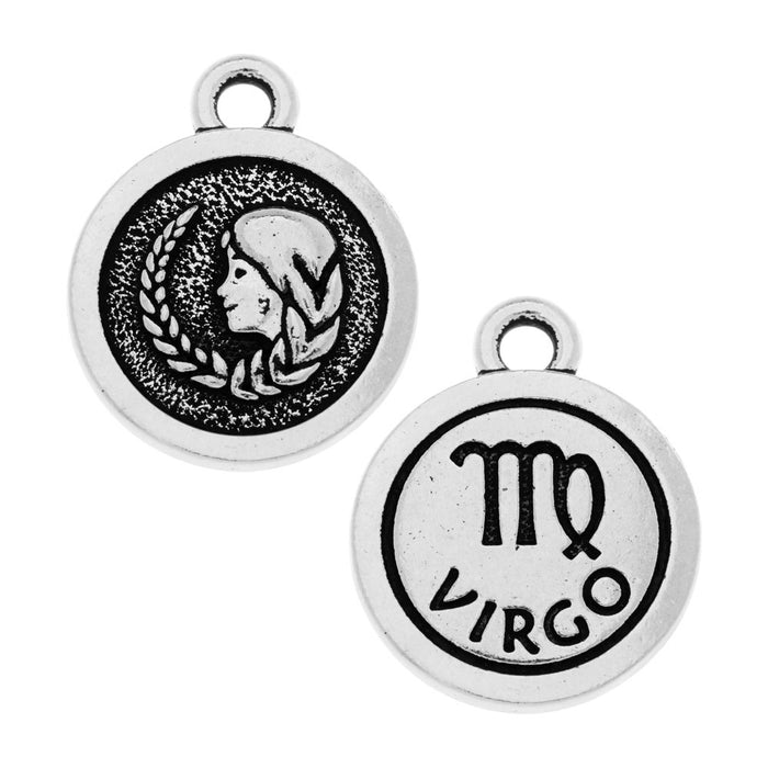 TierraCast Zodiac Charm Collection, Virgo Symbol 19x15.25mm 1 Piece, Antiqued Silver Plated