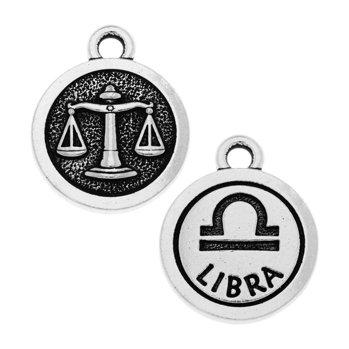 TierraCast Zodiac Charm Collection, Libra Symbol 19x15.25mm, 1 Piece, Antiqued Silver Plated