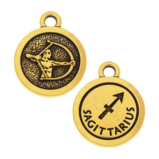TierraCast Zodiac Charm Collection, Sagittarius Symbol 19x15.25mm, 1 Piece, Antiqued Gold Plated