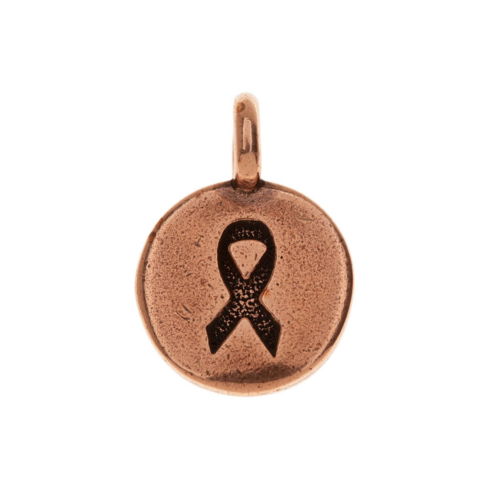 TierraCast Pewter Charm, Round Ribbon Symbol 17x12mm, 1 Piece, Antiqued Copper Plated