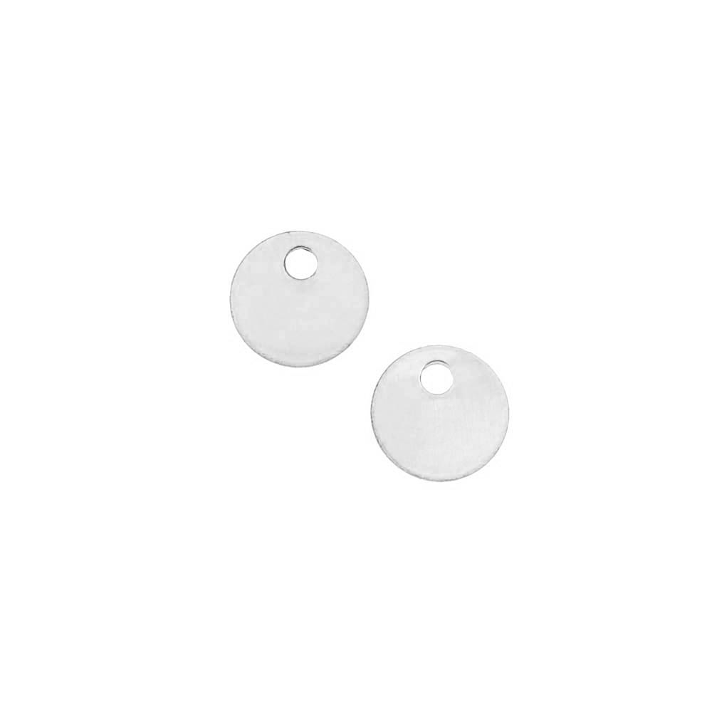 Sterling Silver Charm, Round Disc Pendant Blank 6mm Diameter (2 Pieces)