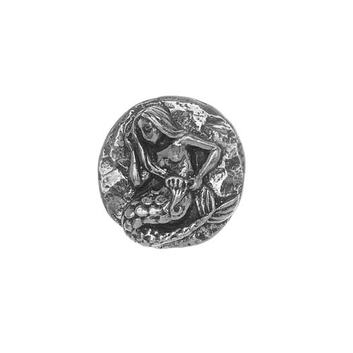 Green Girls Studios Button, Round with Mermaid 20mm, 1 Piece, Pewter