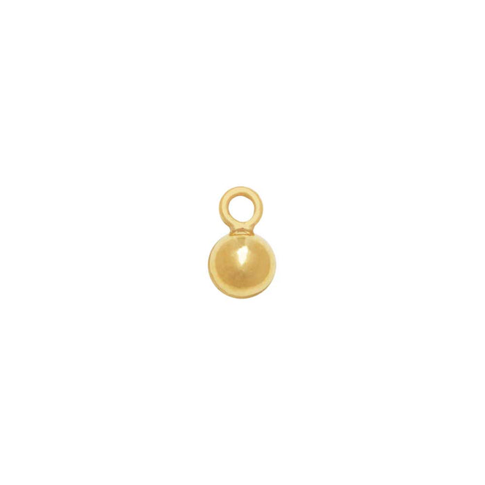 14K Gold Filled Charm, Round Ball Drop with Loop 3mm (2 Pieces)