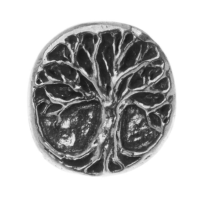 Green Girl Studios Button, Round with Tree 20mm, 1 Piece, Pewter
