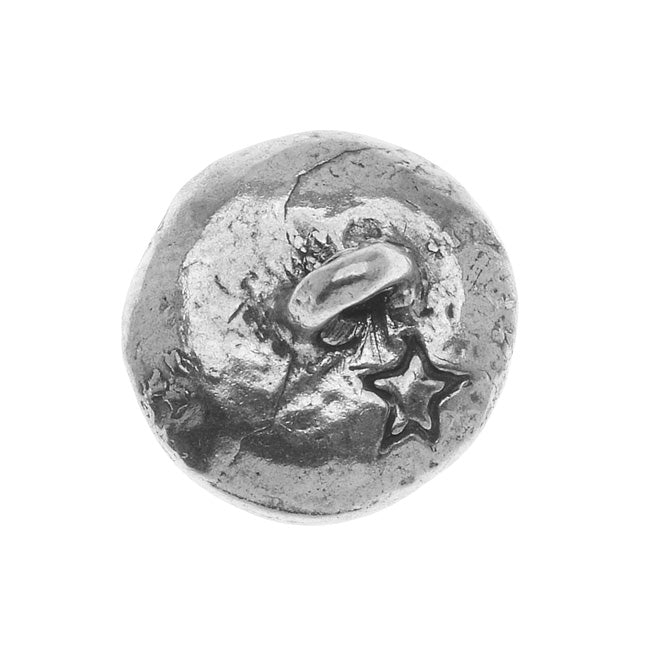 Green Girl Studios Button, Round with Koi Fish in Pond 16mm, 1 Piece, Pewter