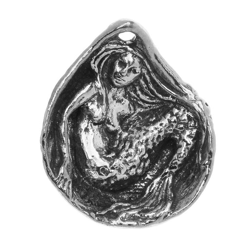 Green Girl Studios Pendant, Mermaid Clamshell 23.5x19.5mm, 1 Piece, Pewter