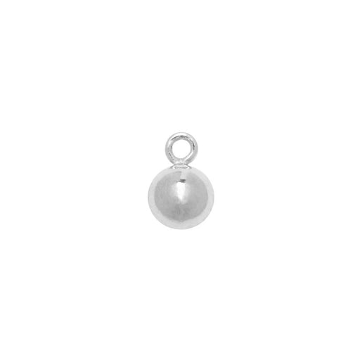 Sterling Silver Charm, Round Ball Drop with Loop 4mm (2 Pieces)
