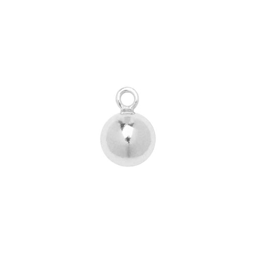 Sterling Silver Charm, Round Ball Drop with Loop 5mm (2 Pieces)