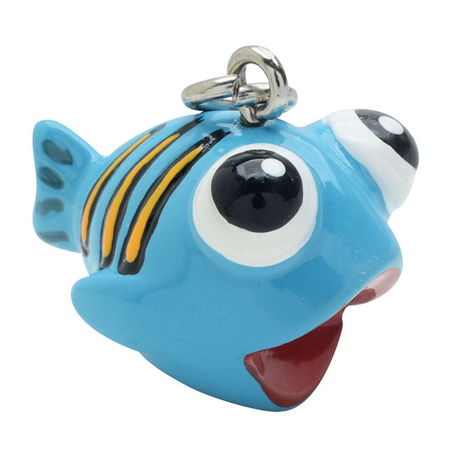 Jewelry Charm, 3-D Hand Painted Resin Fish, 19mm, Blue (1 Piece)