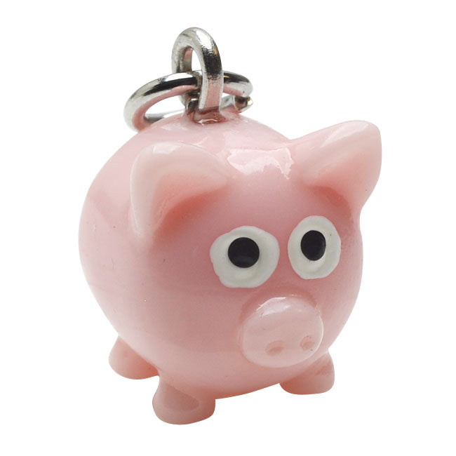 Jewelry Charm, 3-D Hand Painted Resin Pig 16mm, Pink (1 Piece)