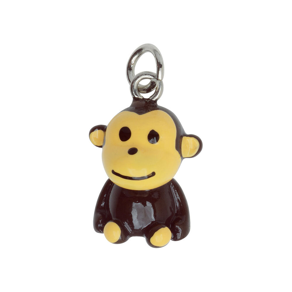 Jewelry Charm, 3-D Hand Painted Resin Sitting Monkey 22mm, Brown (1 Piece)