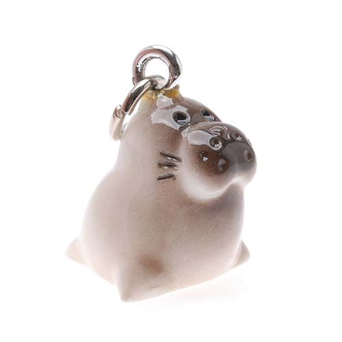 Jewelry Charm, 3-D Hand Painted Resin Baby Seal 17mm, Brown (1 Piece)