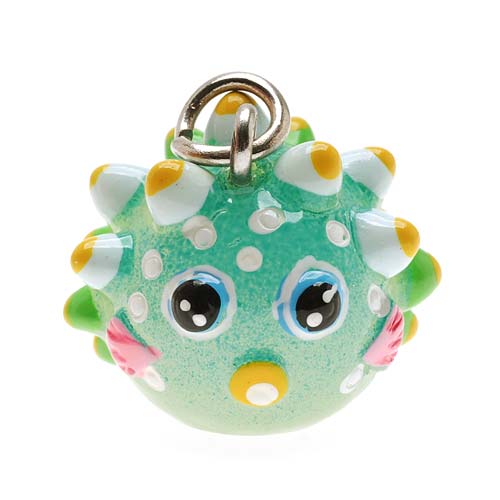 Jewelry Charm, 3-D Hand Painted Resin Puffer Fish 17mm, Multi-Colored (1 Piece)