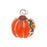 Silver Plated With Orange Enamel Halloween Pumpkin With Vine Charm 16mm (1 Piece)