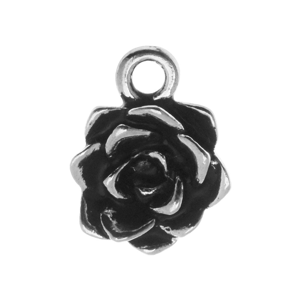 Metal Charm, Succulent with Loop 15x11.5mm, 1 Charm, Antiqued Silver, By TierraCast