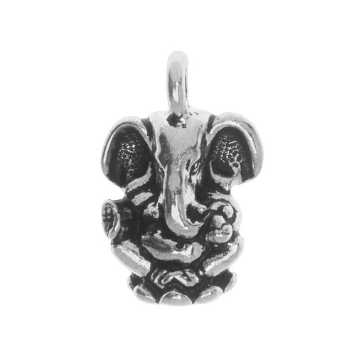 TierraCast Pewter Charm, Ganesh Elephant 18mm, Antiqued Silver Plated (1 Piece)