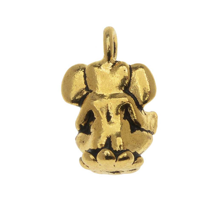 TierraCast Pewter Charm, Ganesh Elephant 18mm, Antiqued Gold Plated (1 Piece)