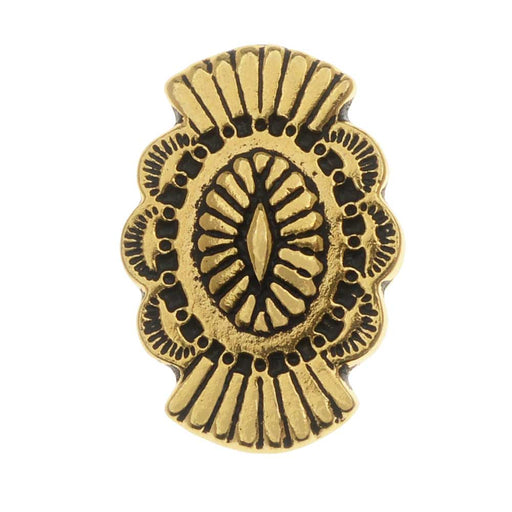 TierraCast Pewter Button, Oval with Southwestern Design 20x13.5mm, Antiqued Gold Plated (1 Piece)