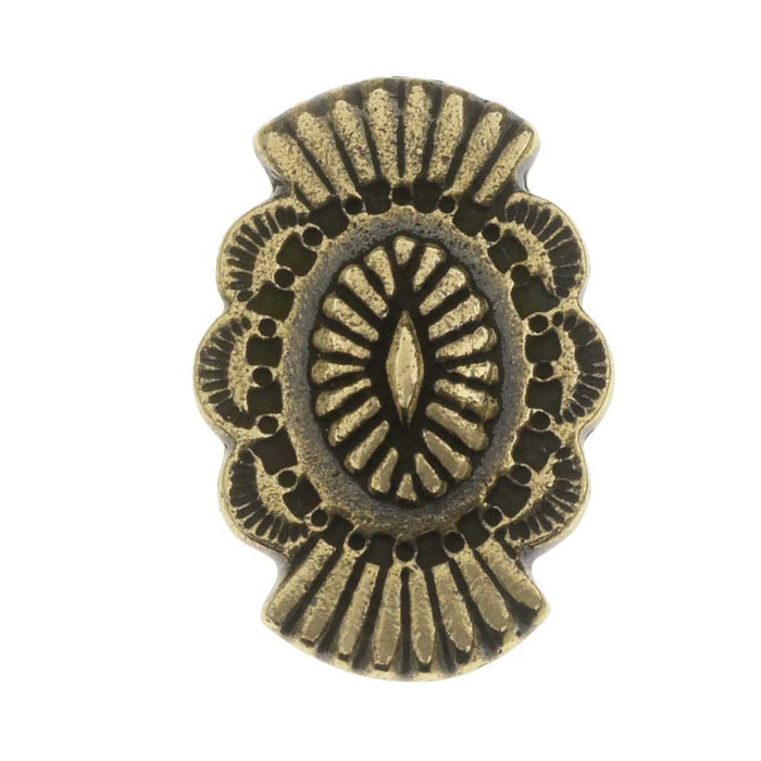 TierraCast Pewter Button, Oval with Southwestern Design 20x13.5mm, Brass Oxide (1 Piece)