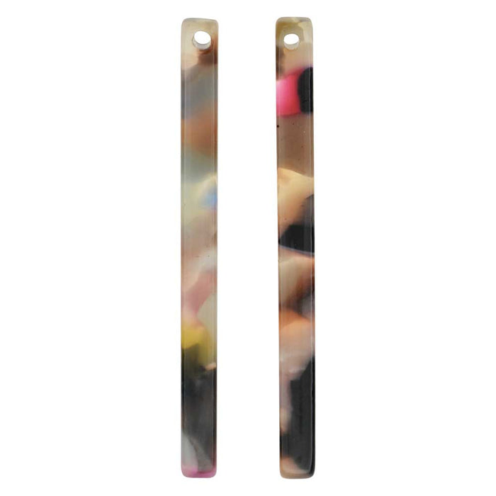 Zola Elements Acetate Pendant, Garden Party Bar Drop 3x38.5mm, Multi-Colored (2 Pieces)