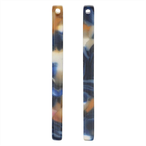 Zola Elements Acetate Pendant, Twilight Bar Drop 3x38.5mm, Blue Multi-Colored (2 Pieces)