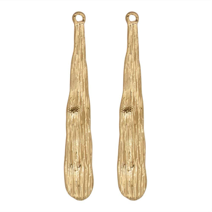 Zola Elements Pendant, Hammered Aztec Paddle 39.5x6mm, Satin Gold Tone (2 Pieces)
