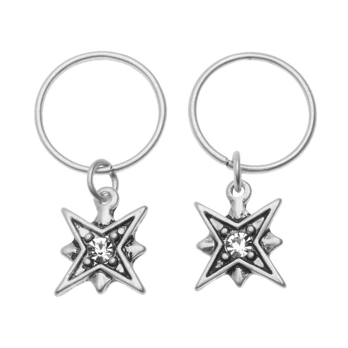 Zola Elements Charm, North Star with Crystal 12x10mm, Antiqued Silver Tone (2 Pieces)