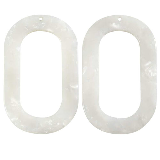 Zola Elements Acetate Pendant, Oval Donut 27x44mm, Pearl White (2 Pieces)