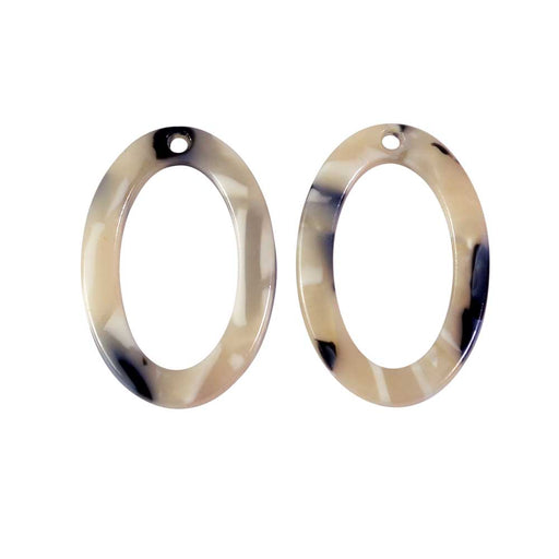 Zola Elements Acetate Pendant, Oval 15x22mm, Black Pearl Multi-Colored (2 Pieces)