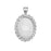 Bezel Pendant, Oval with Crystal Edge 25x18mm, Silver Tone (1 Piece)