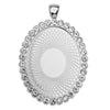 Bezel Pendant, Oval with Crystal Edge 40x30mm, Silver Tone (1 Piece)
